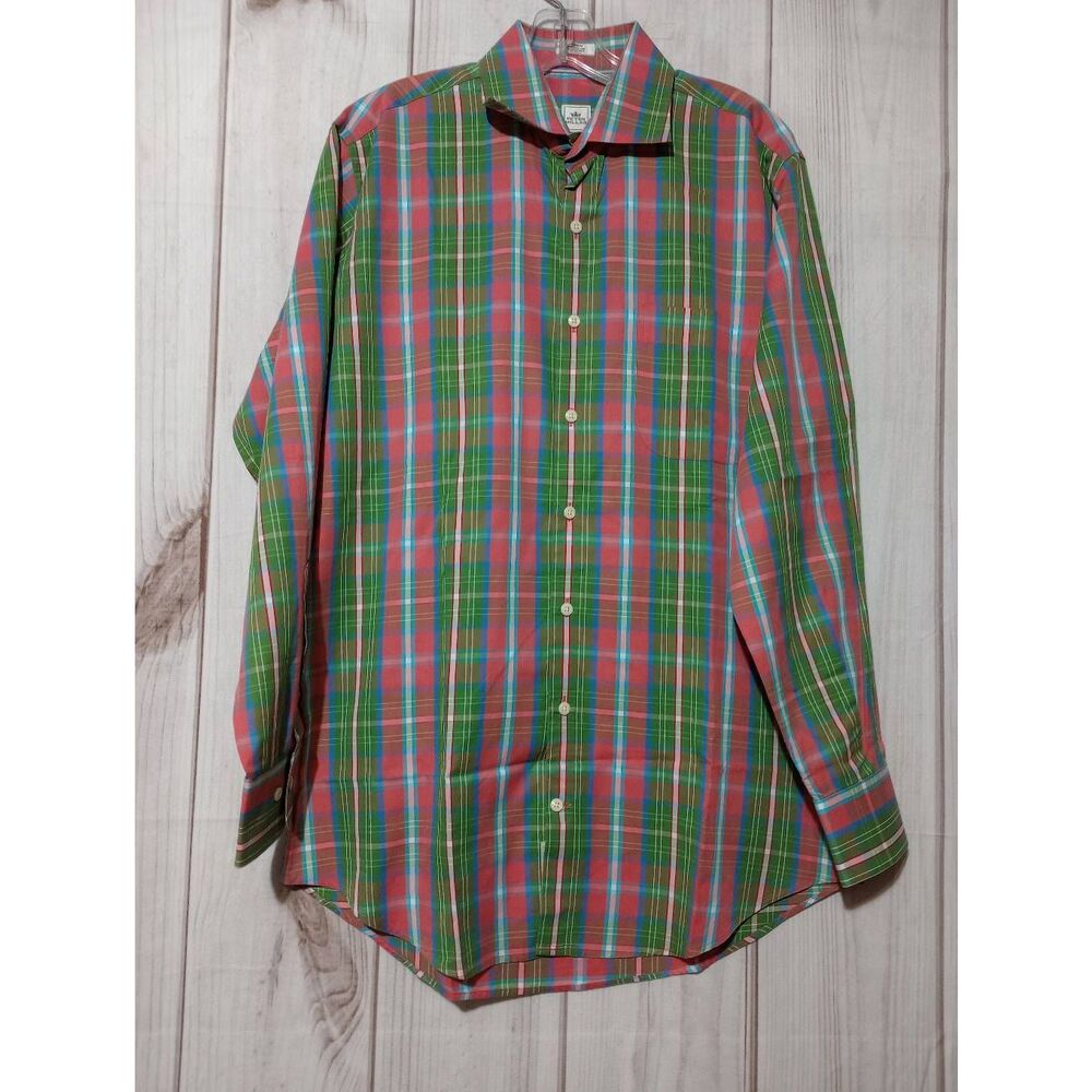 Peter Millar Shirt Men's Medium Green Long Sleeve Button Front